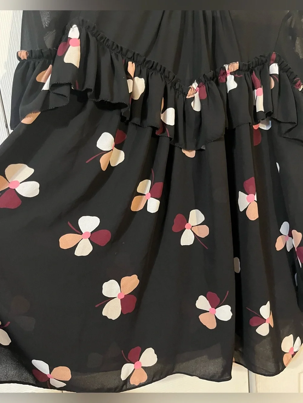 Kate Spade New York Live Colorfully Floral Dusk Buds Ruffle Blouse Size M